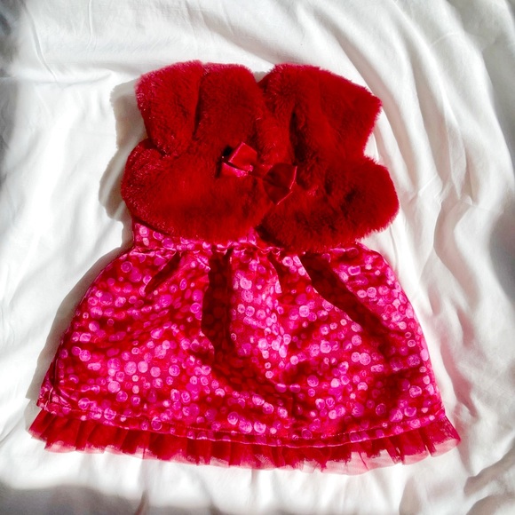 Cat&Jack Baby 6-9 months. Plush vest with Reversible Holiday dress - Picture 2 of 6